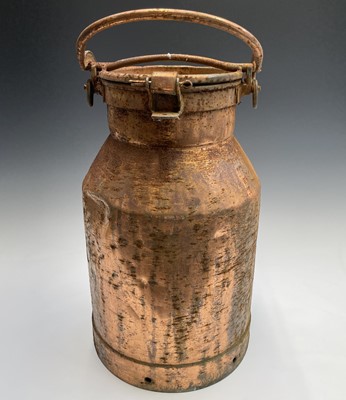 Lot 224 - A copper plated milk churn, the swing handle...