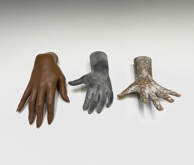 Lot 307 - Three assorted mannequin hands, the largest 21....