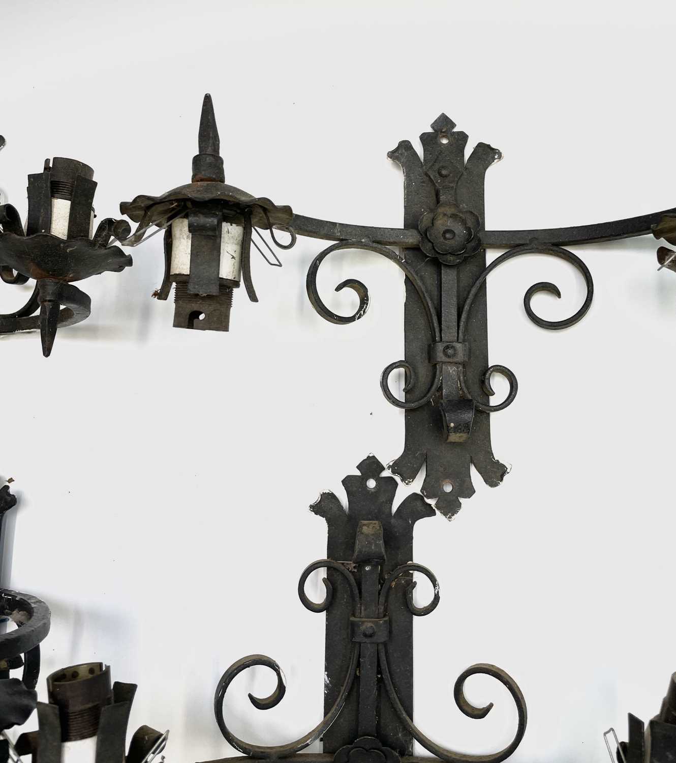 Lot 235 - A Gothic style wrought iron hanging...