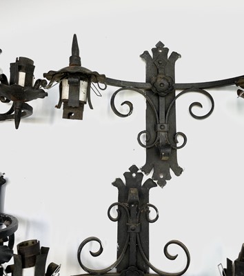 Lot 235 - A Gothic style wrought iron hanging...