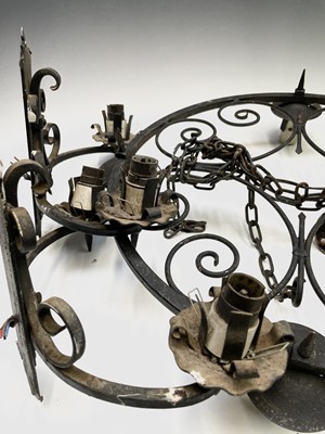 Lot 235 - A Gothic style wrought iron hanging...