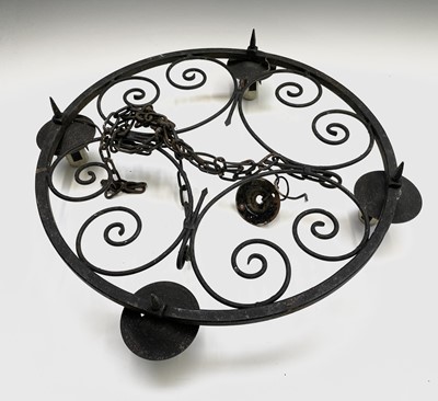 Lot 235 - A Gothic style wrought iron hanging...