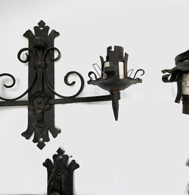 Lot 235 - A Gothic style wrought iron hanging...