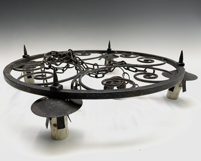 Lot 235 - A Gothic style wrought iron hanging...