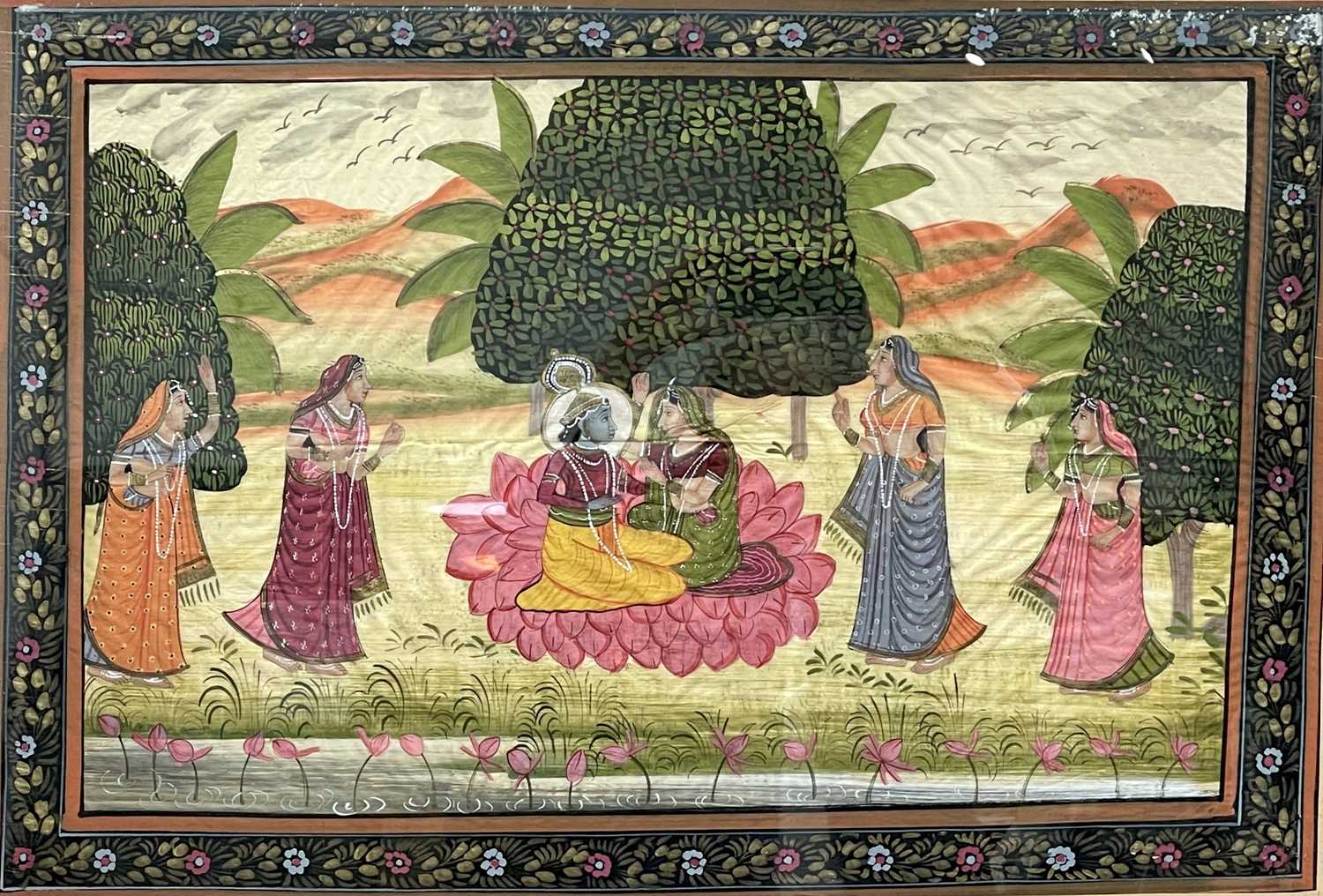 Lot 1062 - An Indian painting on silk, 20th century,...