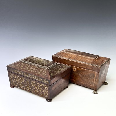 Lot 226 - A Regency rosewood and brass inlaid box,...