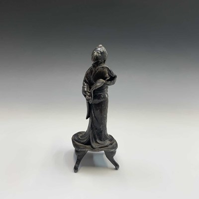 Lot 430 - A Japanese bronze figure of a Geisha, 19th...