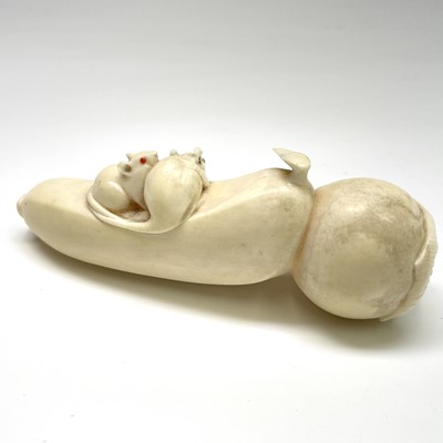 Lot 310 - A Japanese ivory carving of mice and fruit,...
