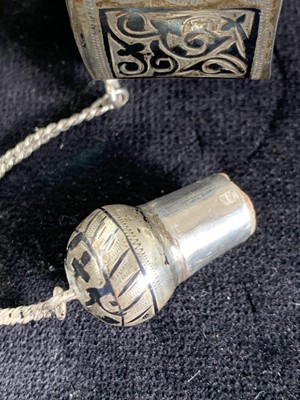 Lot 44 - A Russian silver bottle with niello decoration...