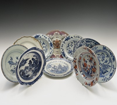 Lot 441 - Ten various Chinese porcelain plates and...