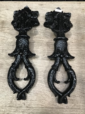 Lot 89 - Pair heavy cast iron handles, length 35cm.