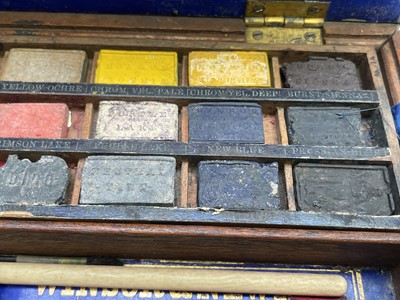 Lot 287 - A Winsor & Newton mahogany artists travel box,...