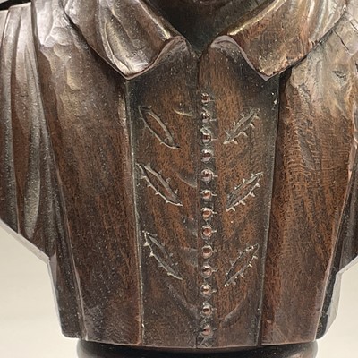 Lot 292 - A carved mulberry wood bust of Shakespeare,...