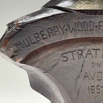 Lot 292 - A carved mulberry wood bust of Shakespeare,...