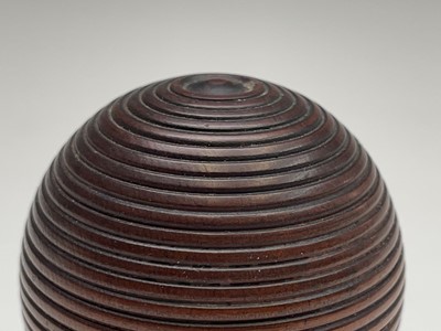 Lot 291 - A Victorian turned treen beehive pot and cover,...