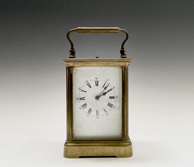 Lot 2930 - A French brass repeating carriage clock, circa...