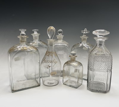 Lot 848 - An early 19th century square glass decanter...