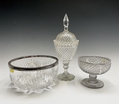 Lot 897 - A cut glass fruit bowl with continental silver...