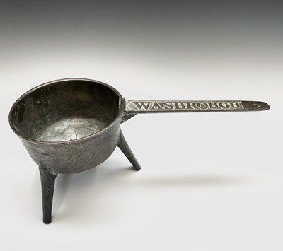 Lot 184 - An 18th century bronze skillet, the handle...