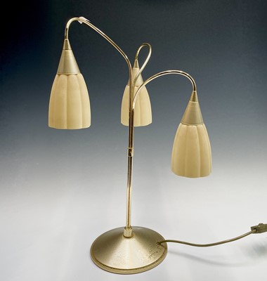 Lot 304 - A mid century lacquered brass table lamp with...