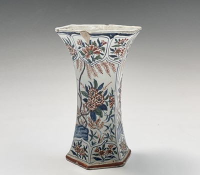 Lot 904 - A pair of Dutch Delft polychrome vases, 18th...