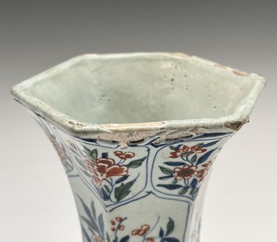 Lot 904 - A pair of Dutch Delft polychrome vases, 18th...