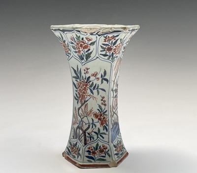 Lot 904 - A pair of Dutch Delft polychrome vases, 18th...