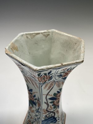 Lot 904 - A pair of Dutch Delft polychrome vases, 18th...
