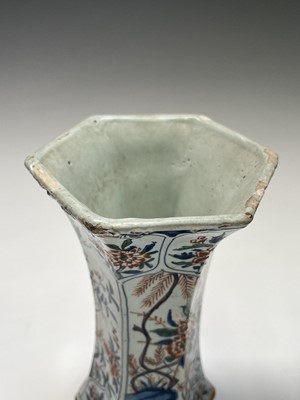 Lot 904 - A pair of Dutch Delft polychrome vases, 18th...