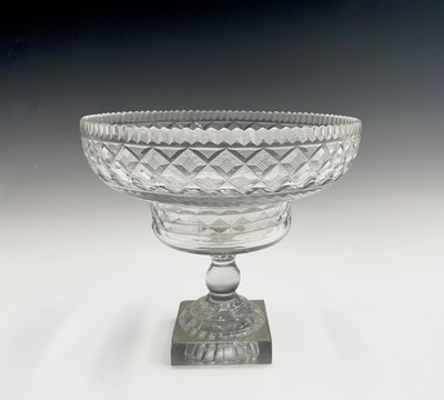 Lot 921 - A Georgian cut glass pedestal bowl, with...