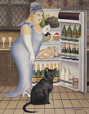 Lot 1161 - Beryl COOK (1926-2008) Percy at the Fridge...