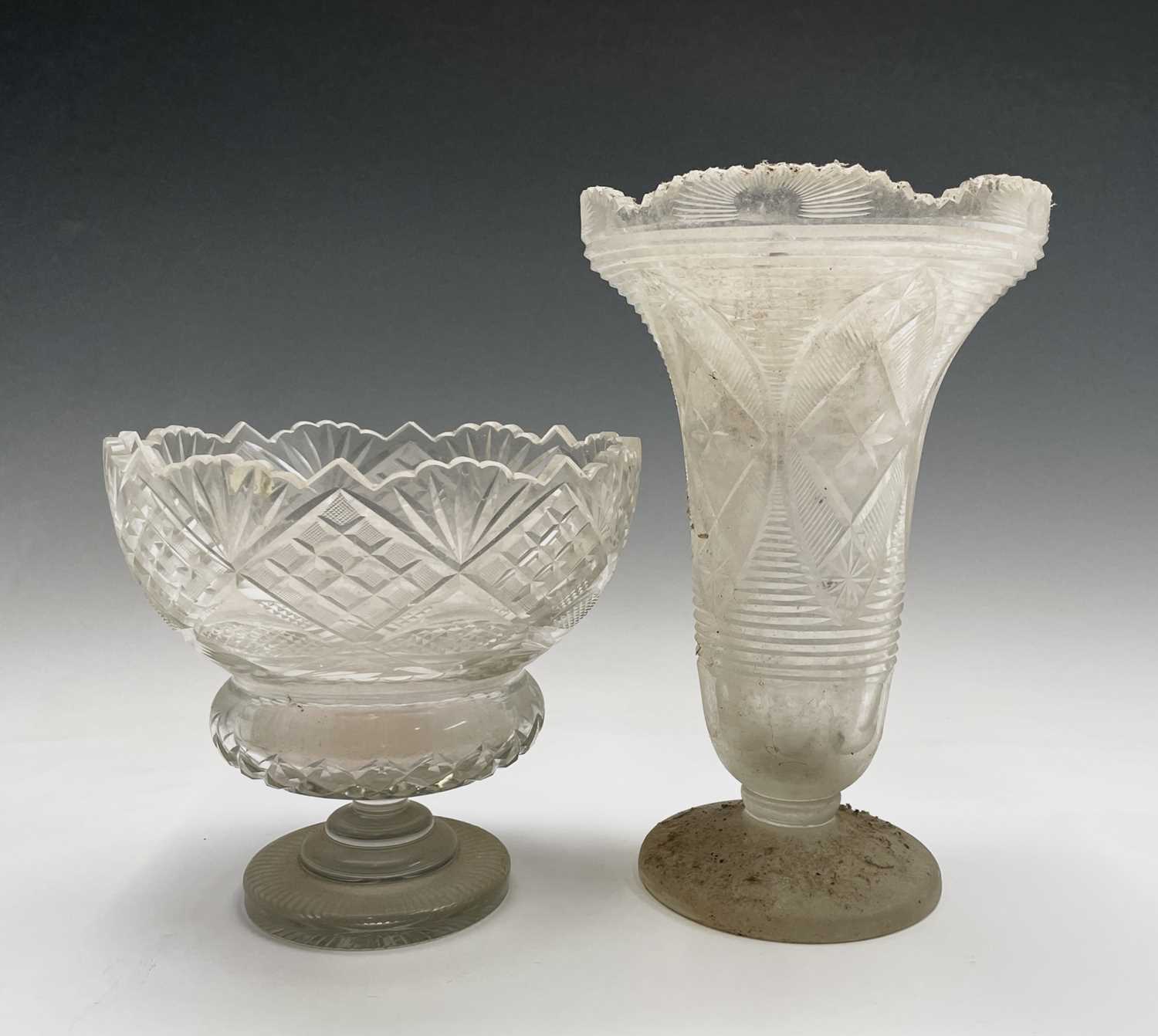 Lot 922 - A cut glass pedestal bowl, 19th century, with...