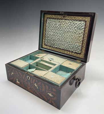 Lot 322 - An early Victorian rosewood and ebony workbox,...