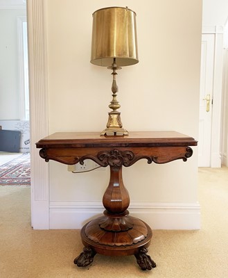 Lot 3105 - A William IV rosewood fold top tea table,...