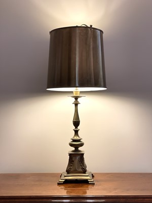 Lot 335 - A brass table lamp, 20th century of...