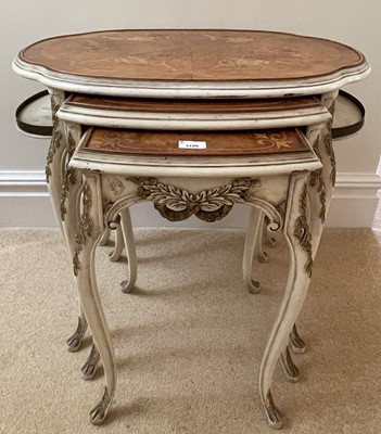 Lot 3106 - A nest of three French walnut, kingwood and...