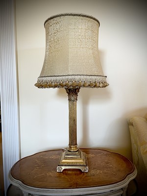 Lot 336 - A gilt plaster Corinthian column table lamp...