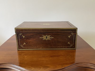 Lot 340 - A late George III rosewood and brass bound...