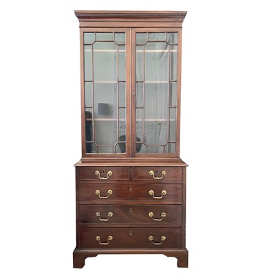 Lot 3119 - A mahogany bookcase cabinet, the upper part...