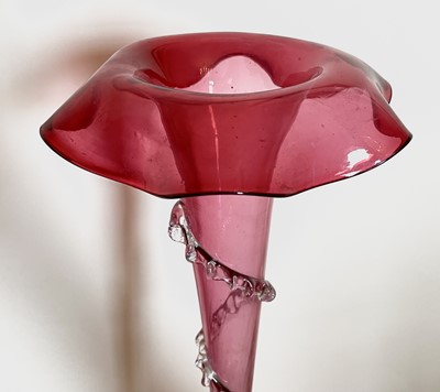 Lot 925 - A Victorian cranberry glass single spill...