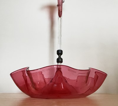 Lot 925 - A Victorian cranberry glass single spill...