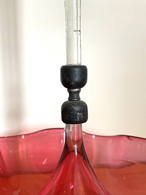 Lot 925 - A Victorian cranberry glass single spill...