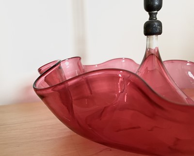 Lot 925 - A Victorian cranberry glass single spill...