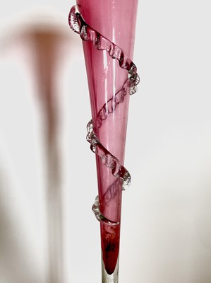 Lot 925 - A Victorian cranberry glass single spill...