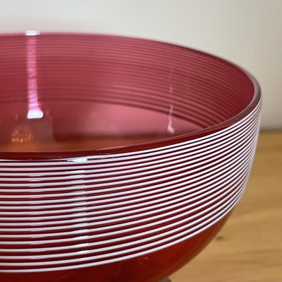 Lot 926 - A Victorian cranberry glass bowl with applied...