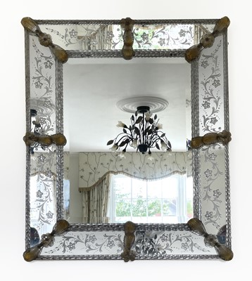 Lot 3130 - A Venetian rectangular wall mirror, late 19th...