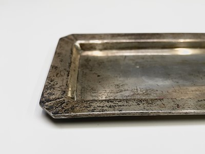 Lot 45 - A silver coloured metal pen tray Initialled...