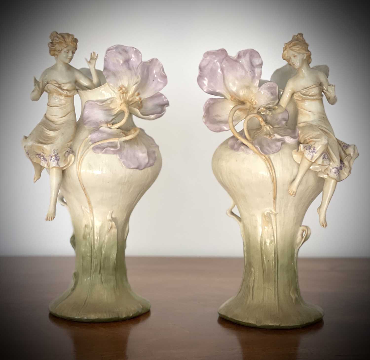 Lot 927 - A pair of Austrian Art Nouveau porcelain...