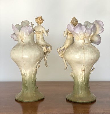 Lot 927 - A pair of Austrian Art Nouveau porcelain...