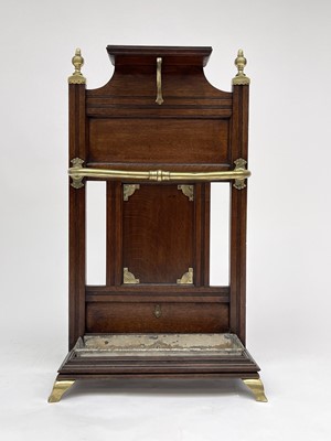 Lot 3171 - A Victorian oak and brass mounted stick stand,...